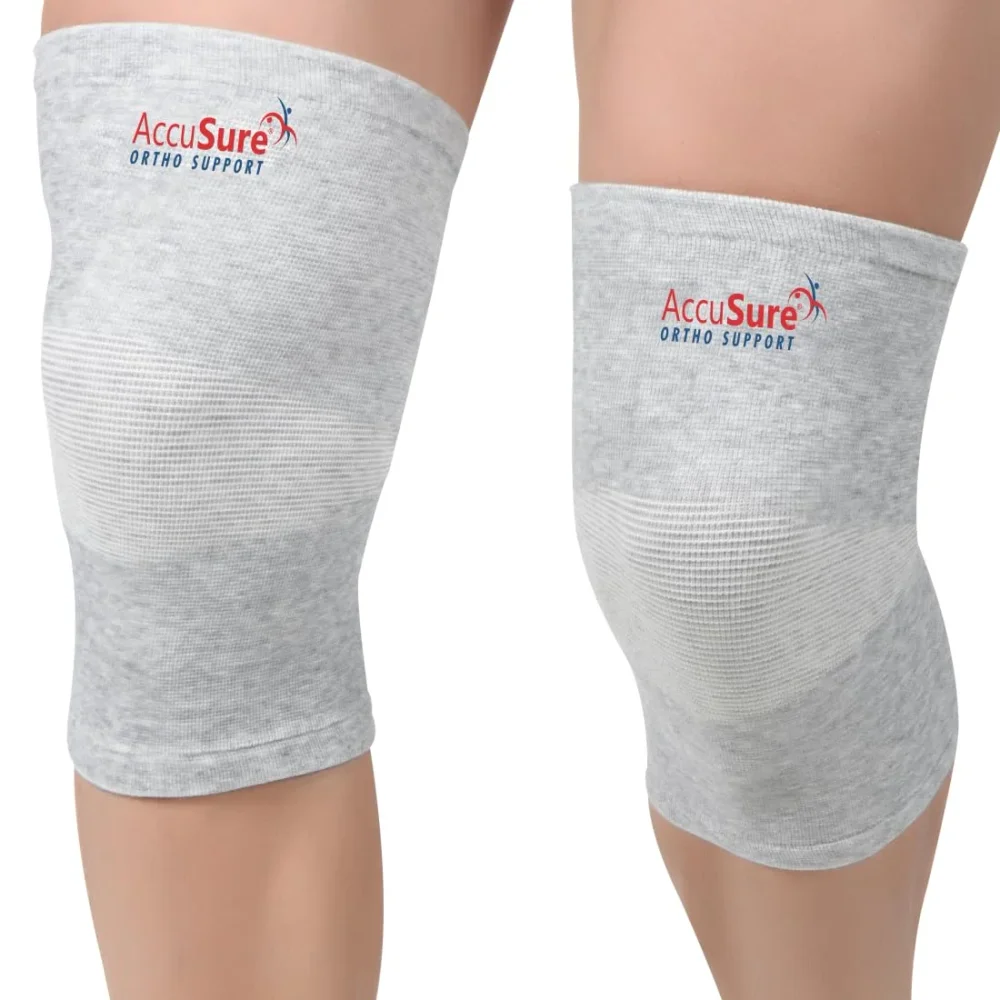 AccuSure Bamboo Yarn Elastic Knee Support Sleeves Pair Small - Healthcare & Medical by Accurate Surgicals