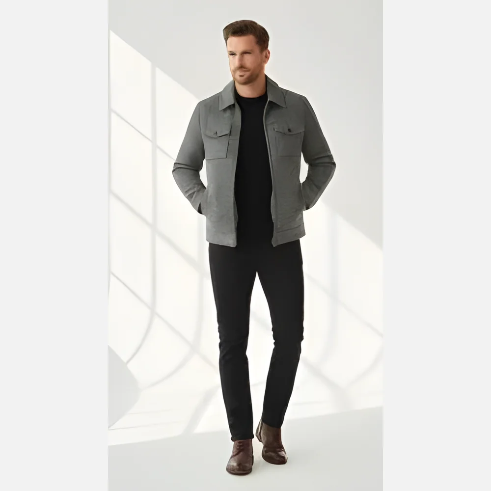 Tweed Fabric Zipper Jacket - Textiles & Apparel by T.S International