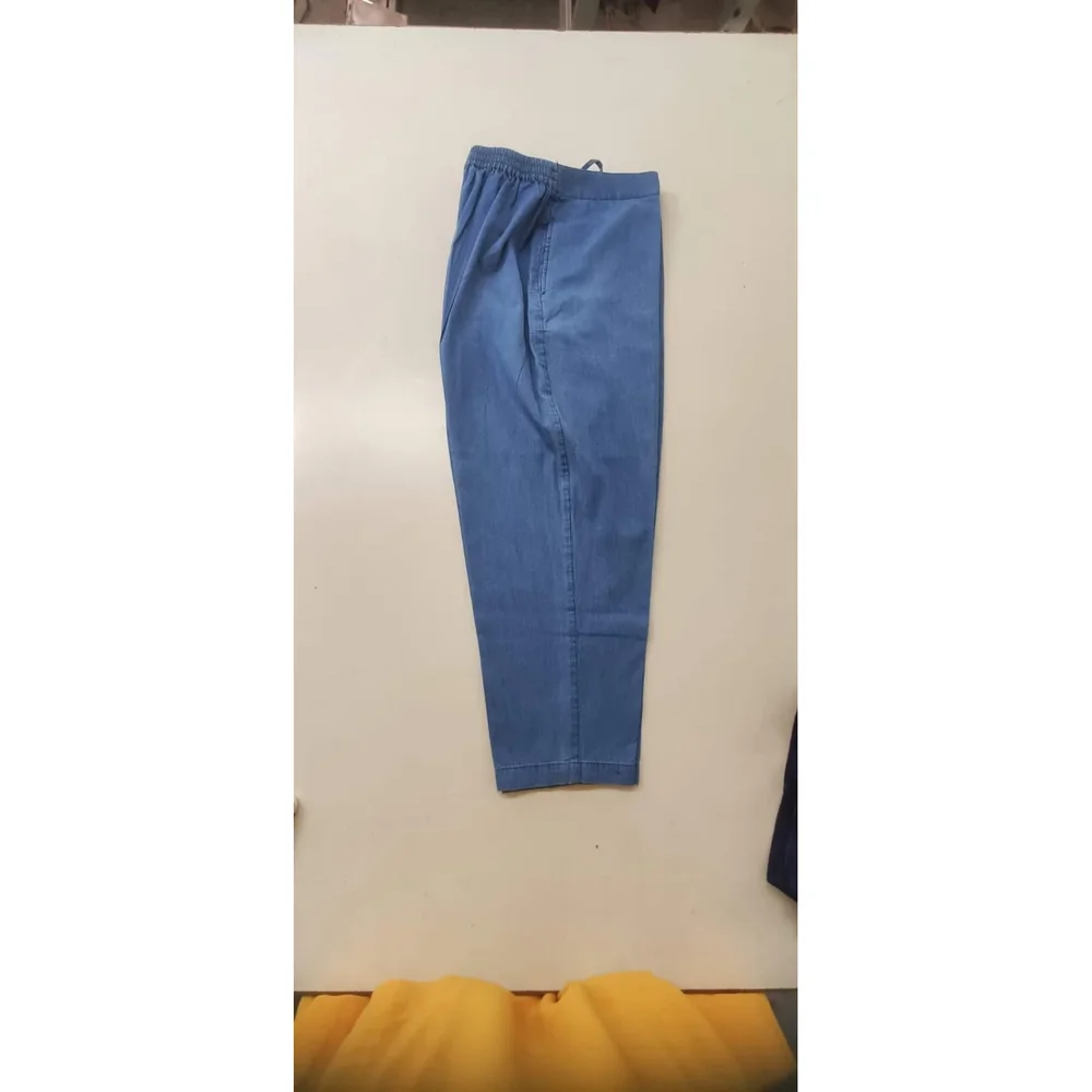 Elastic Closure Cotton Denim Ladies Pant With Side Pockets - Textiles & Apparel by Bengaluru International Apparel