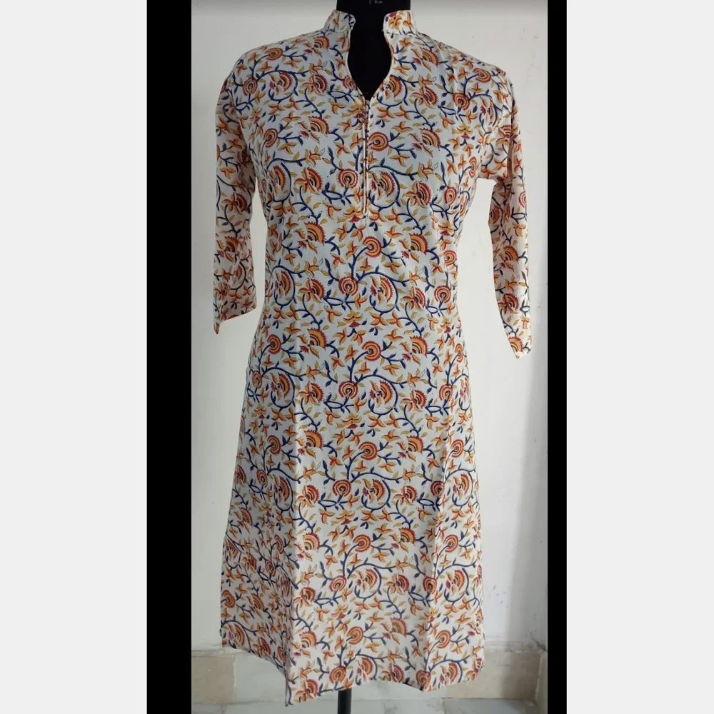 Khajuraho Women's Cotton Floral Print Straight Kurta - Textiles & Apparel by Fabric Venue Lifestyle Pvt. Ltd.