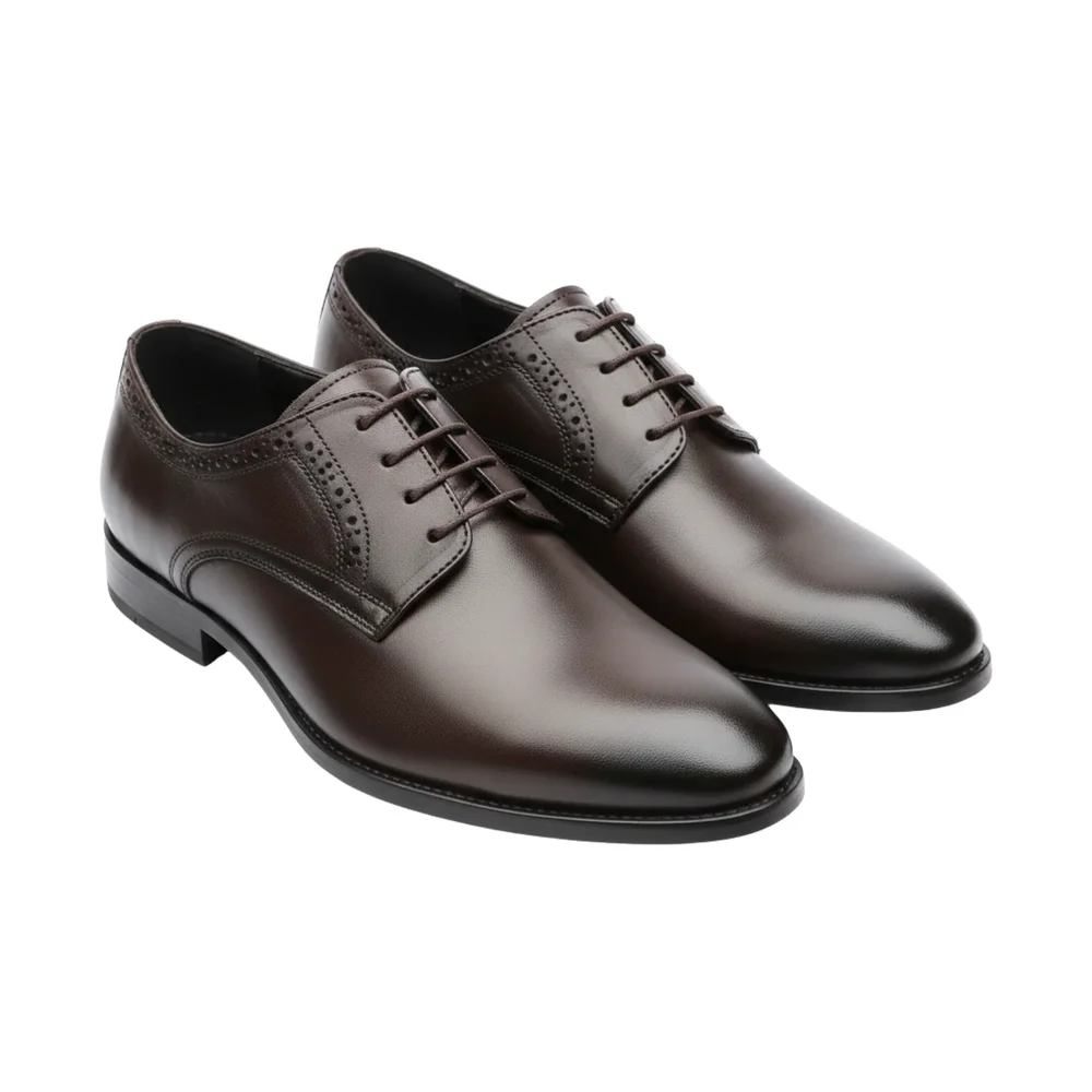 ORPERS Black Genuine Leather Plain Toe Lace-Up Formal Shoes for Men - Footwear, Bags & Leather Goods by Axus Align