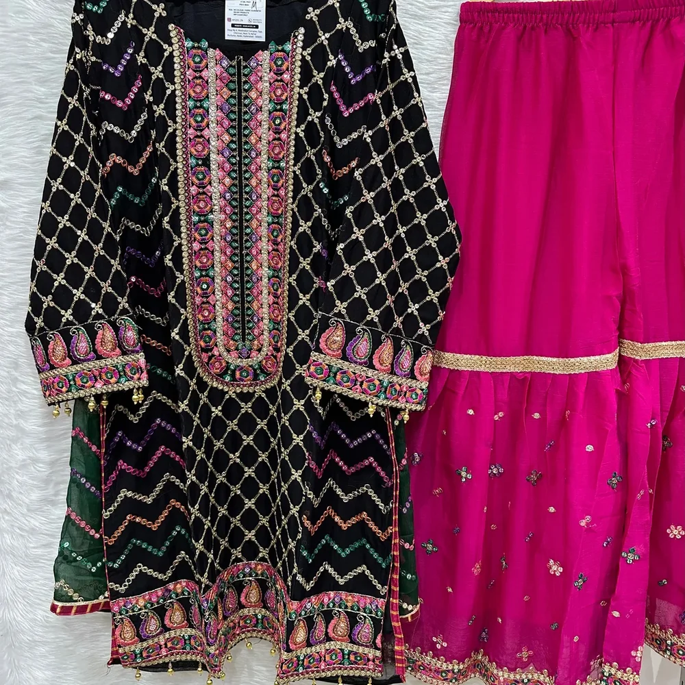 AYZEL Heavily Embroidered Raga Chiffon Kameez Dupatta Set - Textiles & Apparel by Ayzel Pvt. Ltd.