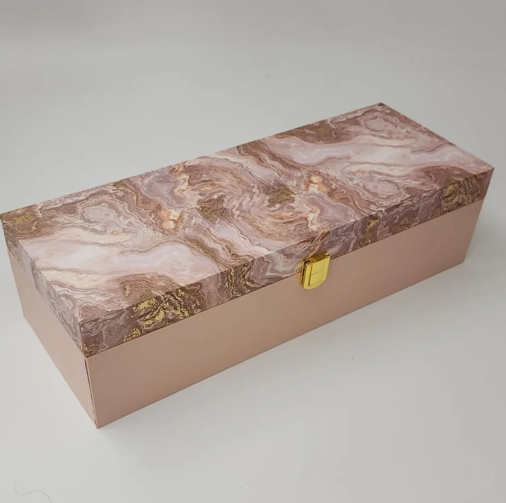 MDF Wooden Box with Latch Lock for 3 Jars - Packaging & Printing by Hindustan Handmade Paper Products