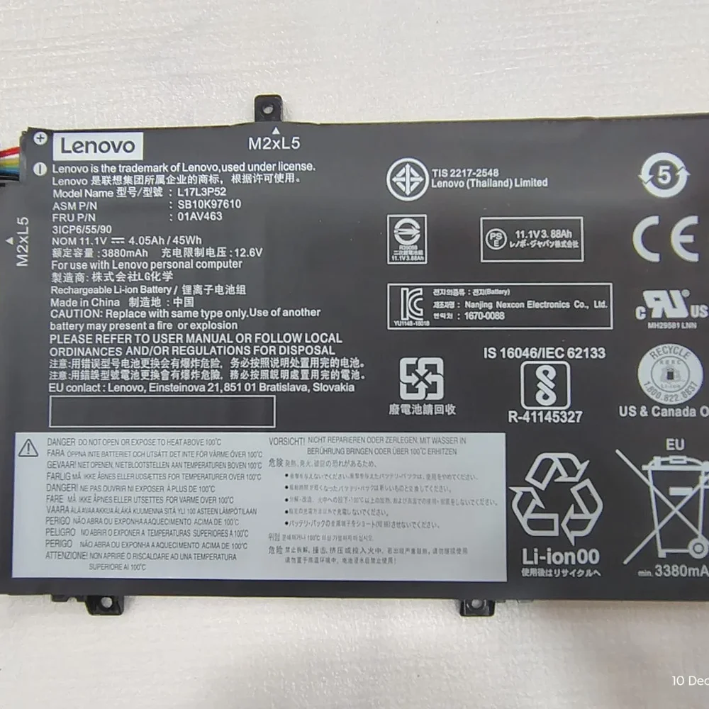 Lenovo L17L3P52 Rechargeable Li-Polymer Laptop Battery - Electronics & Electrical by Kingfast Technologies