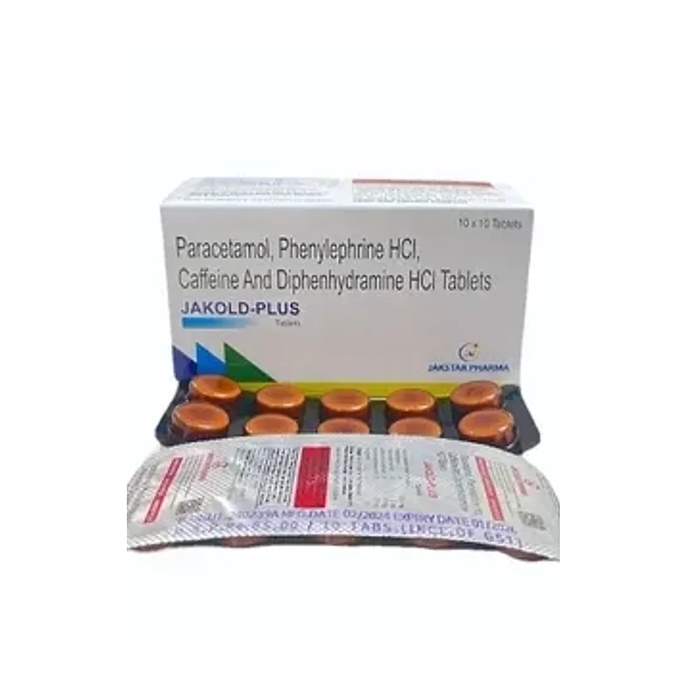 JAKOLD PLUS Paracetamol Phenylephrine Hcl Caffeine Diphenhydramine Hci Tablets - Healthcare & Medical by Jakstar Pharma