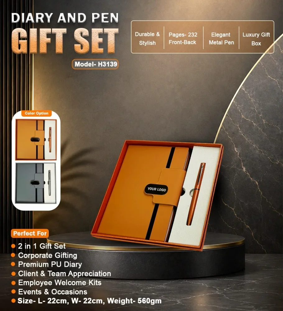 Diary and Pen Gift Set - Paper & Stationery by Prime Custom Gift