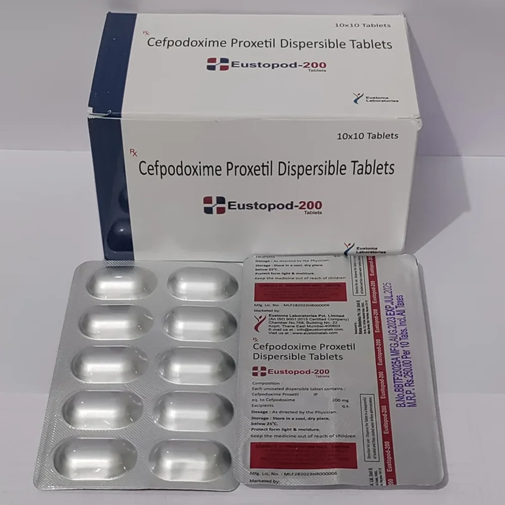 Eustopod-200 Tablet ( Cefodoxime Proxetil Dispersible 200mg Tablet) - Healthcare & Medical by Eustoma Laboratories Pvt. Ltd.