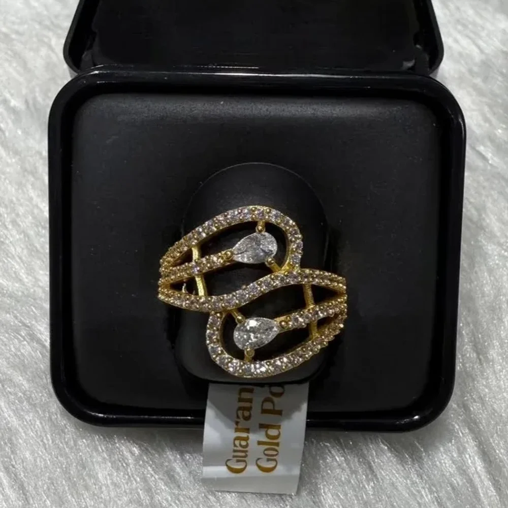 Gold Plated Pleated Artificial Ring - Gems & Jewelry by MK Imitation Jewellery