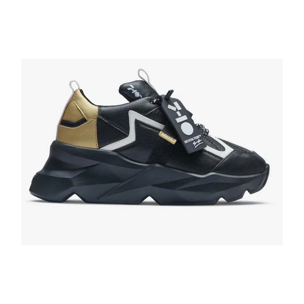 7-10 Black Gold Buckle Chunky Sneaker - Footwear, Bags & Leather Goods by Disruptive Fashion Pvt. Ltd.