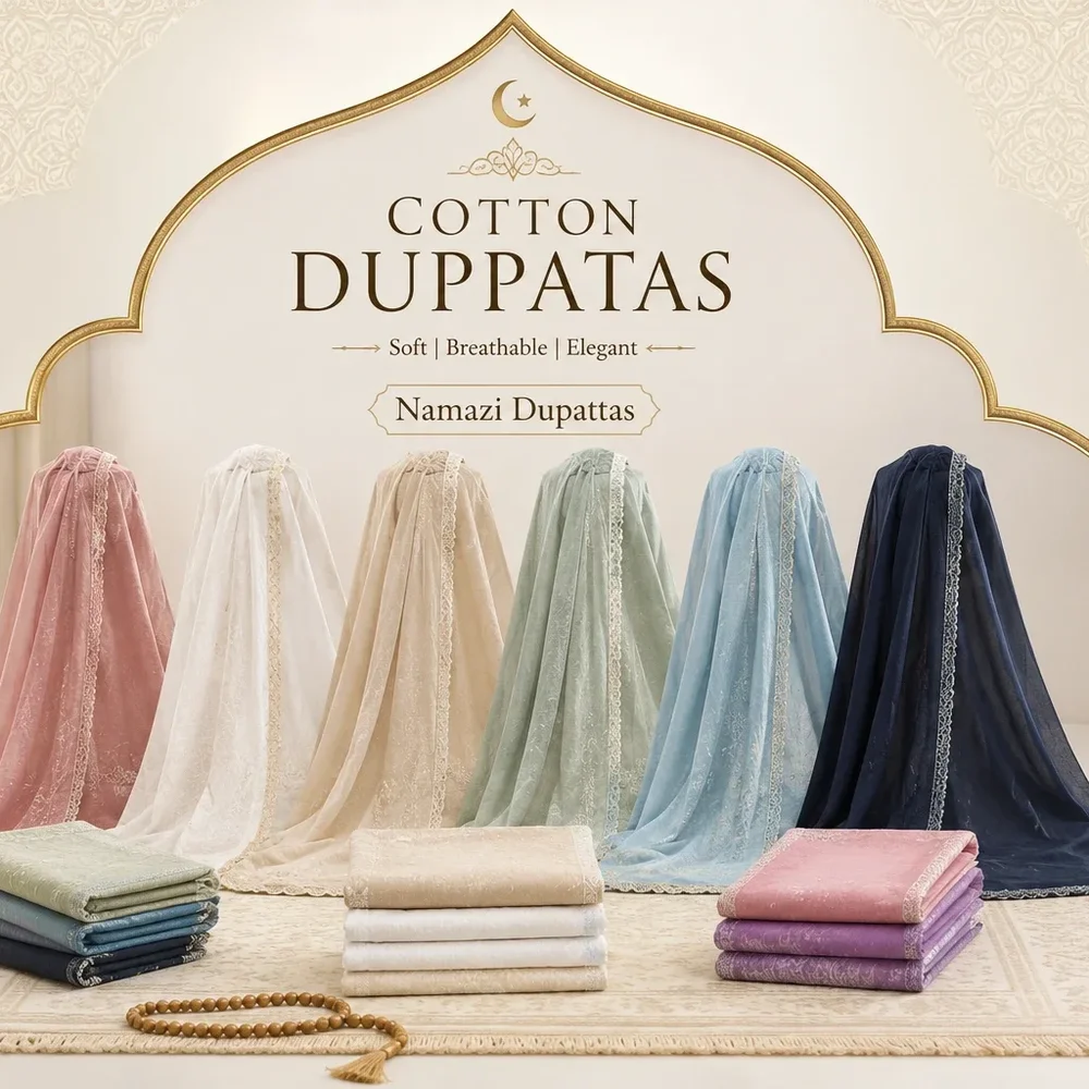 Cotton Namazi Dupattas for Daily Wear - Textiles & Apparel by Rida Fancy and Cosmetics
