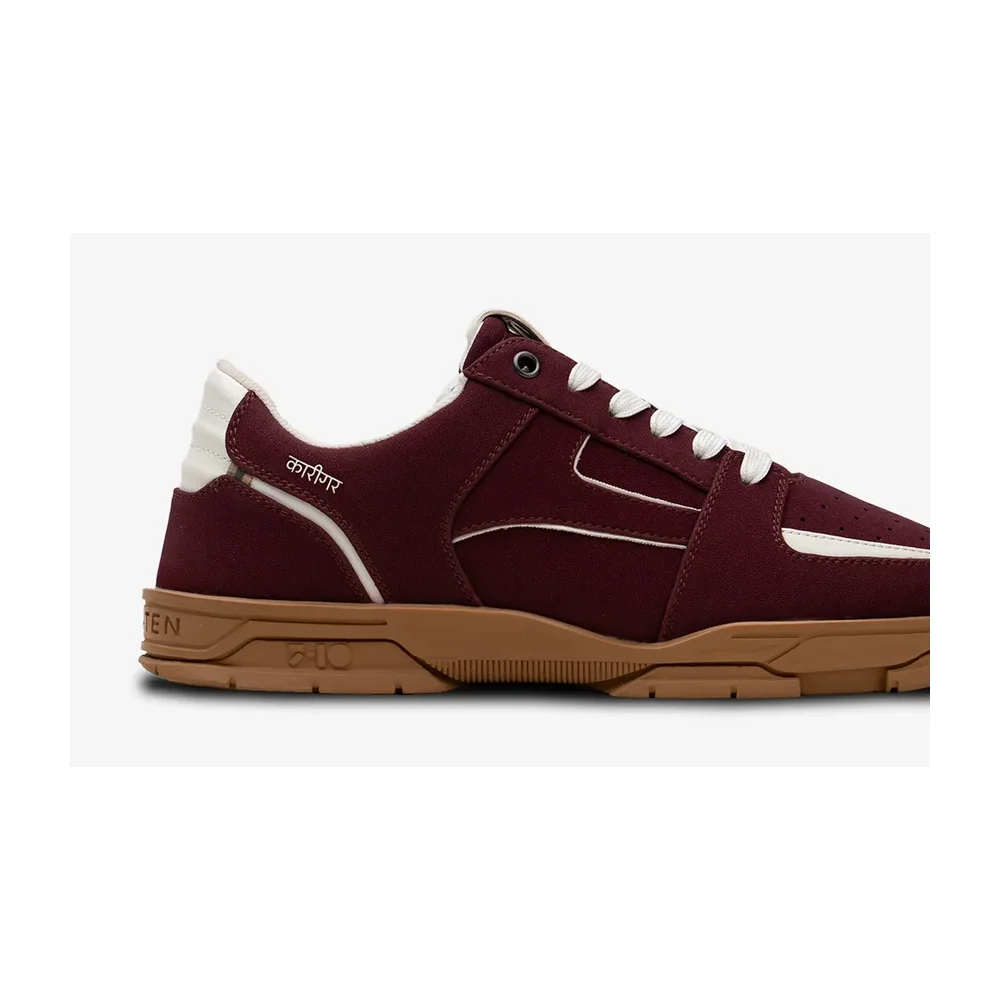 Wine Low-Top Sneakers with Suede Upper - Footwear, Bags & Leather Goods by Disruptive Fashion Pvt. Ltd.