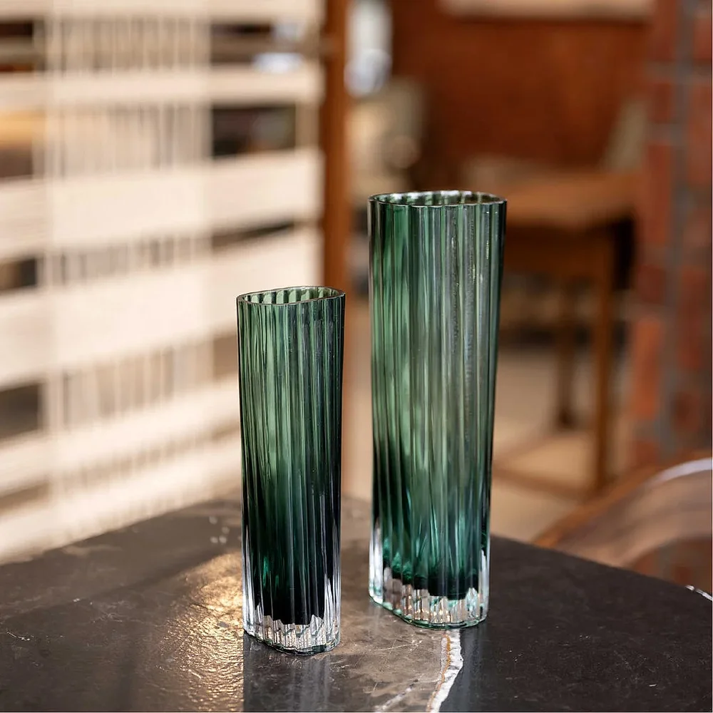 Green Glass Vases (Set of 2) - Home & Kitchen by Wooden Owl Design Pvt. Ltd.
