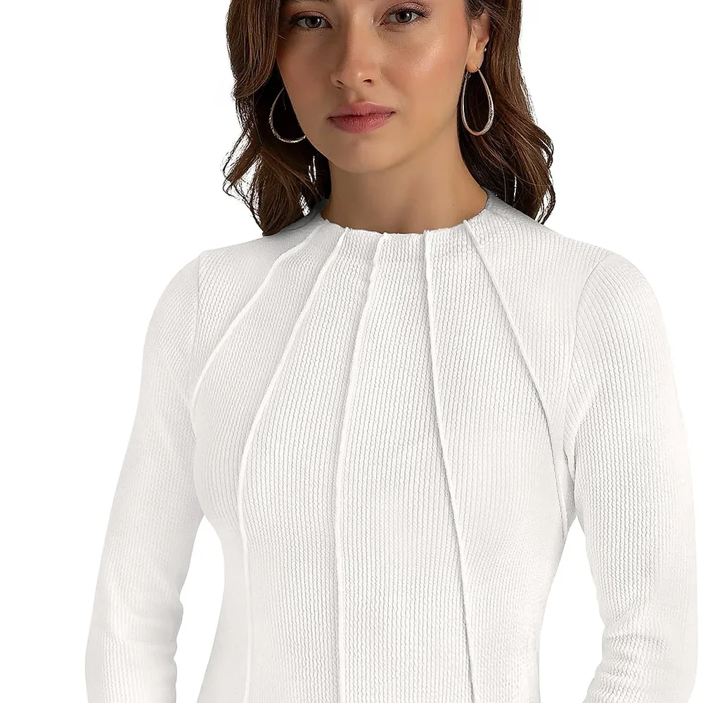 White Mock Neck T-Shirt - Textiles & Apparel by Cara Exim