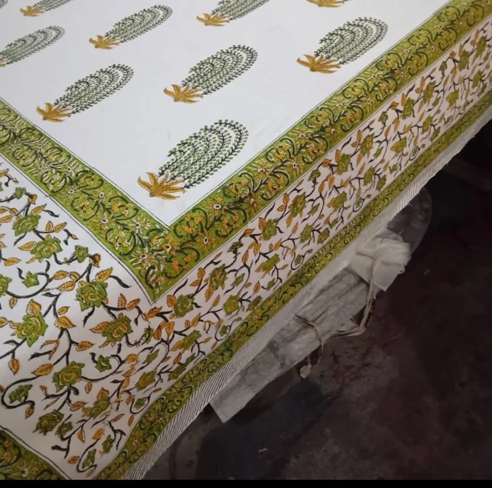 Kalamkari Block Printed Voile Cotton Table Cloth - Textiles & Apparel by Fabric Venue Lifestyle Pvt. Ltd.