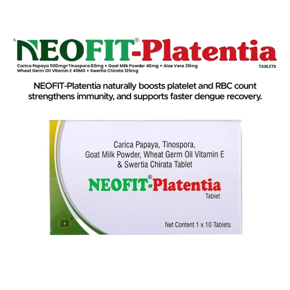Neofit Platentia Platelet Support Tablets (20 Count) - Healthcare & Medical by B&b-Nutretia Pvt. Ltd.