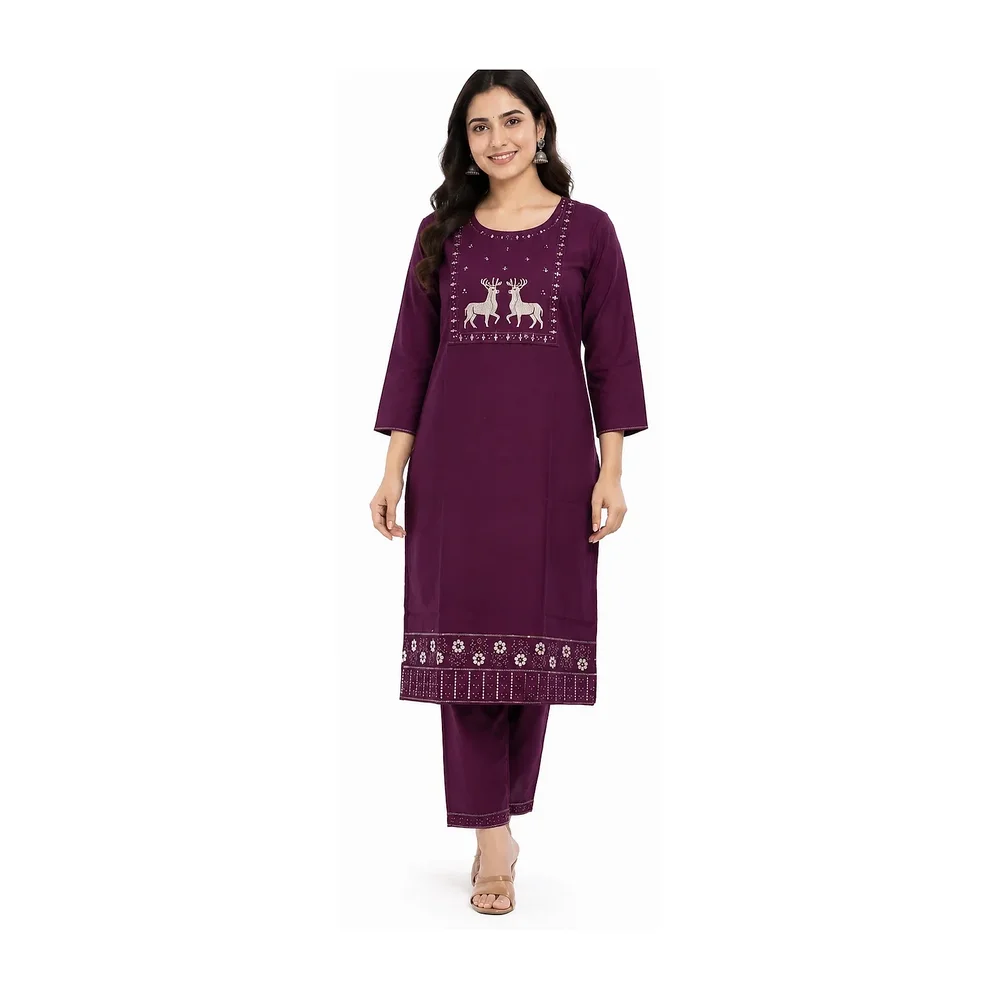 Embroidered Rayon & Cotton Ladies Kurti - Textiles & Apparel by Somnath Art