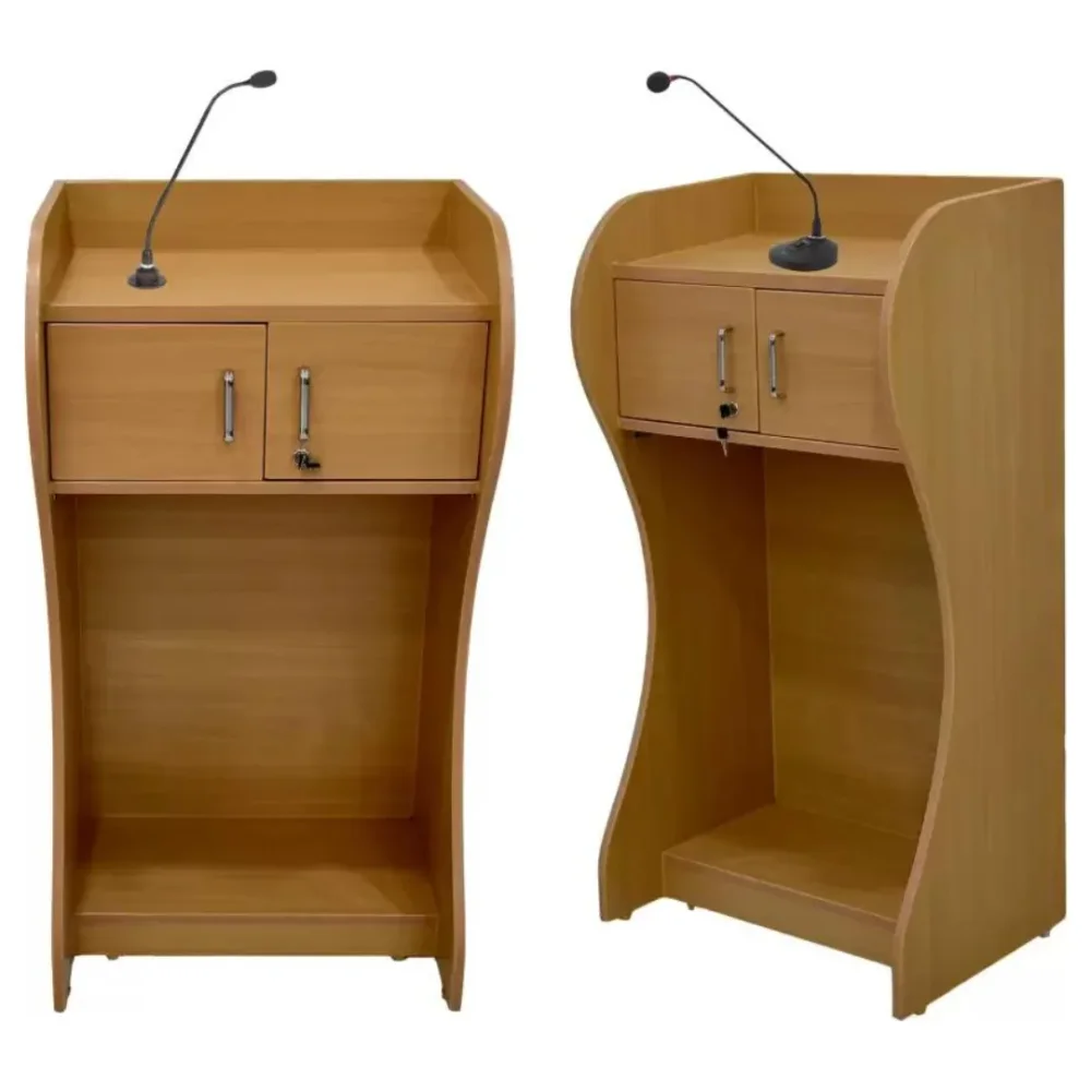 Beige Engineered Wood Podium with Two Door Cabinet - Furniture & Interiors by Upcycle Furnishing India