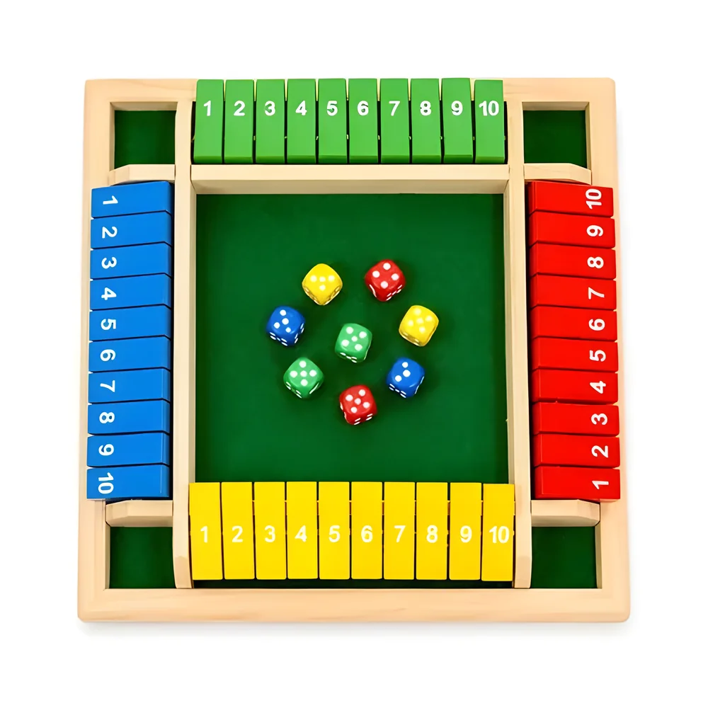 Wooden Shut the Box Dice Game for 4 Players - Sports, Toys & Games by Vishva Guru Traders