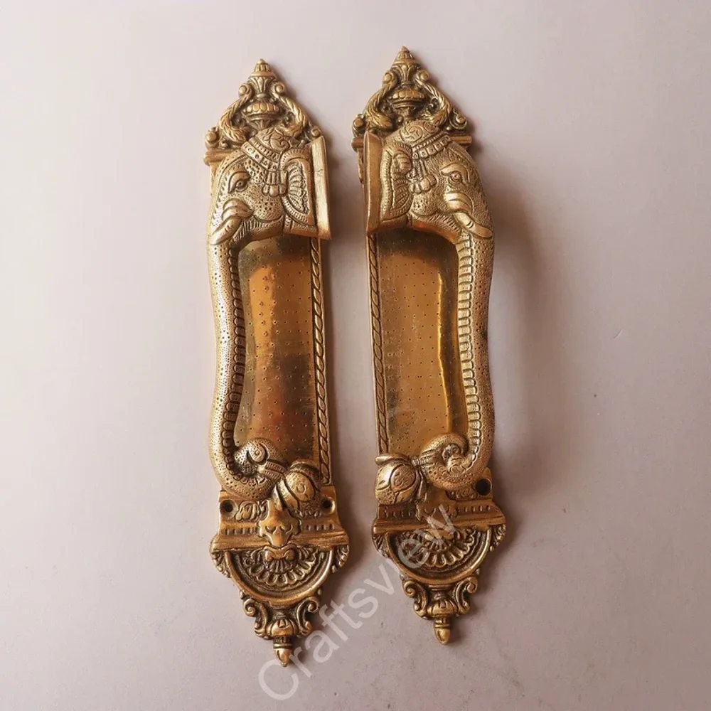 Solid Brass Elephant Door Handle Set - Metals & Alloys by Craftsview