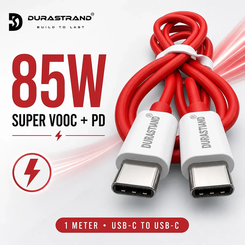 Durastrand 85W USB-C to USB-C Fast Charging and Data Transfer Cable - Electronics & Electrical by Syncore Technologies