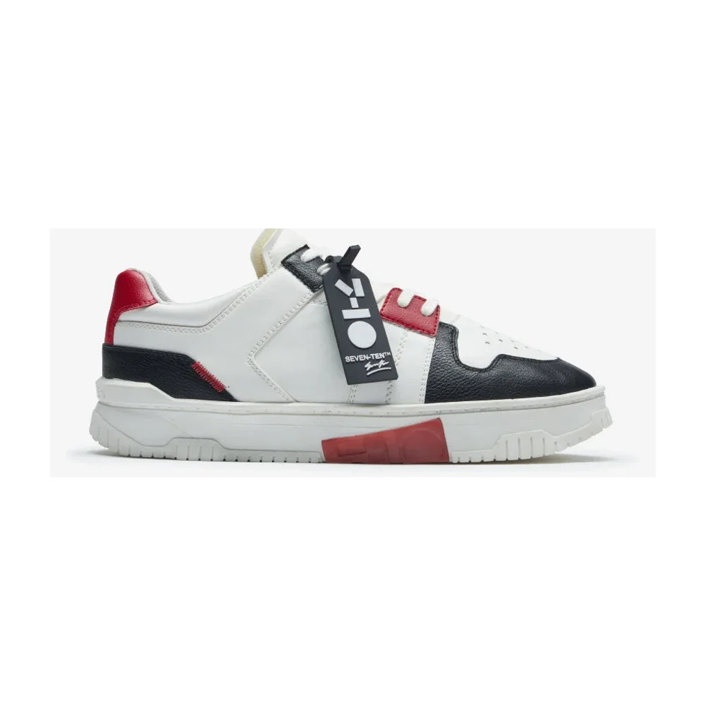 7-10 White Red Color-Blocked Low-Top Sneakers - Footwear, Bags & Leather Goods by Disruptive Fashion Pvt. Ltd.