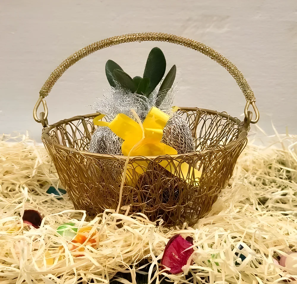 Gold Round Mild Steel Decorative Basket - Home & Kitchen by Cerra and Terra Home Decor