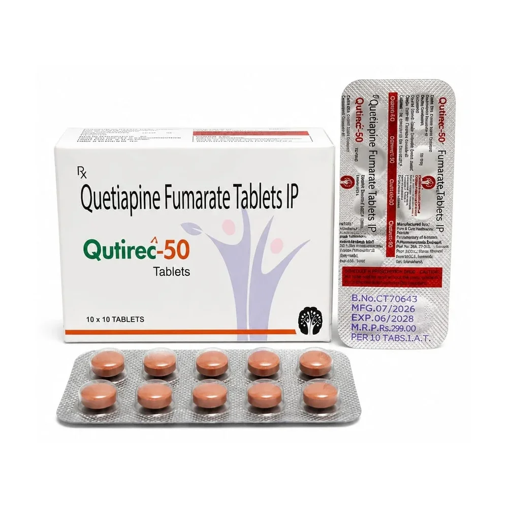 Qutirec-50 Quetiapine Fumarate 50Mg Tablets Blister Pack - Healthcare & Medical by Prector Lifesciences
