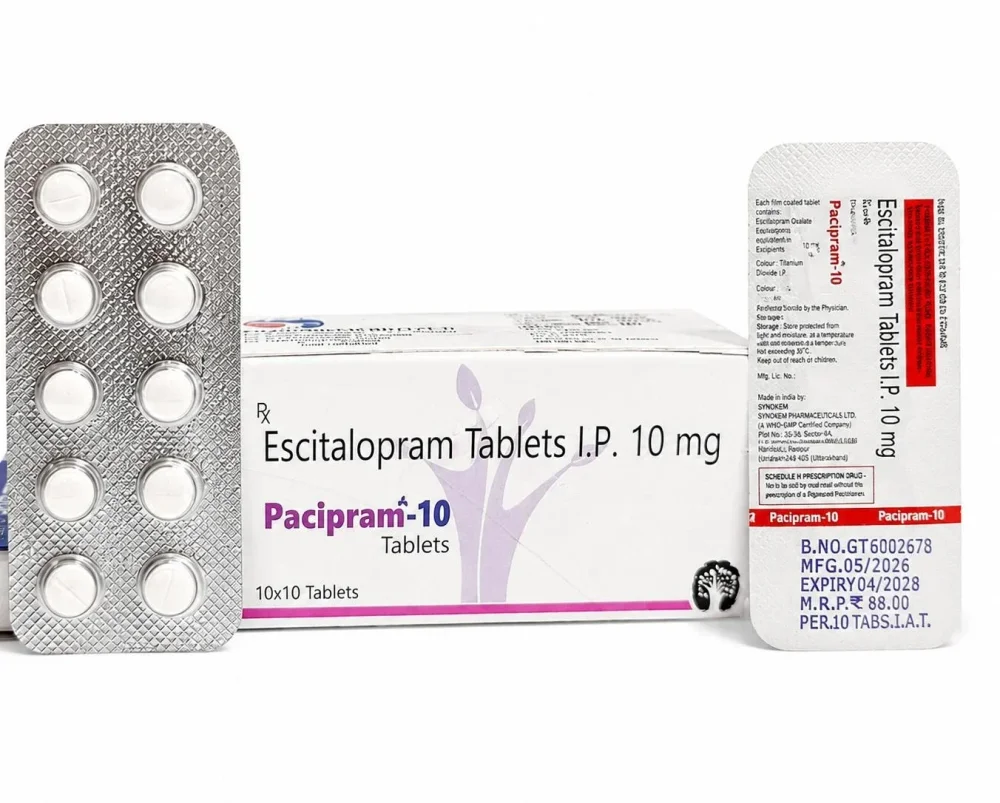 Pacipram Escitalopram Oxalate 10 mg Film-Coated Tablets - Healthcare & Medical by Prector Lifesciences