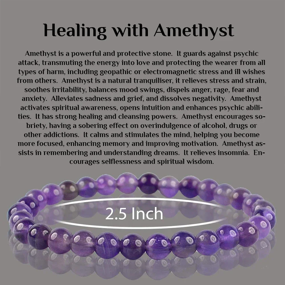 Zairish Global Amethyst Bracelets 8 Mm for Unisex - Gems & Jewelry by Zairish Global