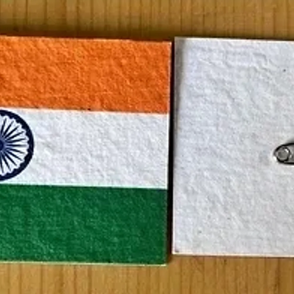 Seed Paper Indian Flag Pin Back Badge - Handicrafts & Gifts by Cerra and Terra Home Decor