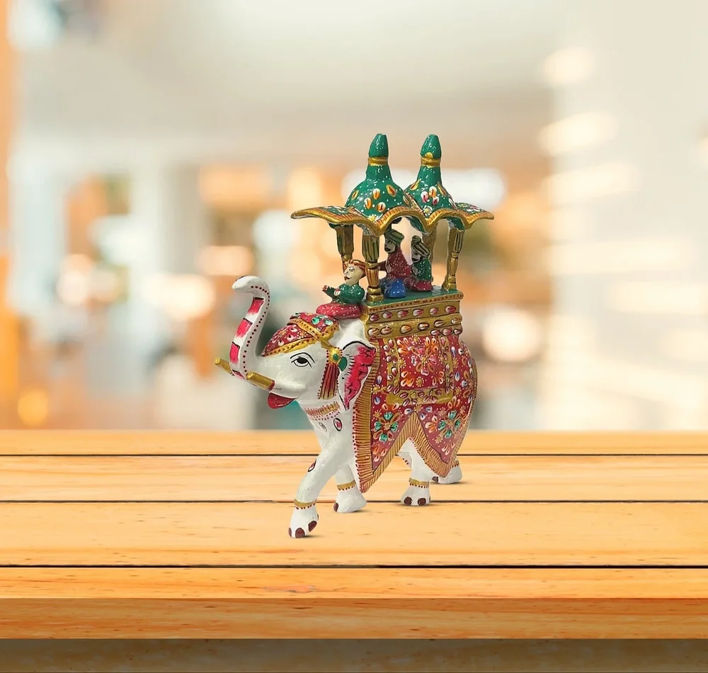 Handmade Metal Elephant Statue for Interior Decor - Home & Kitchen by Lav Craft