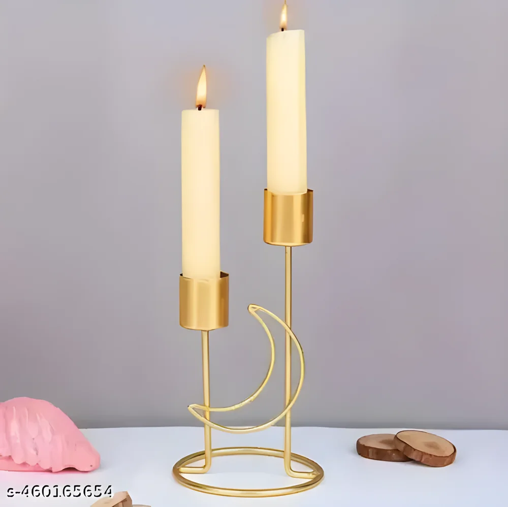 Golden Brass Pillar Candle Holder - Home & Kitchen by Human Need Design Global Export