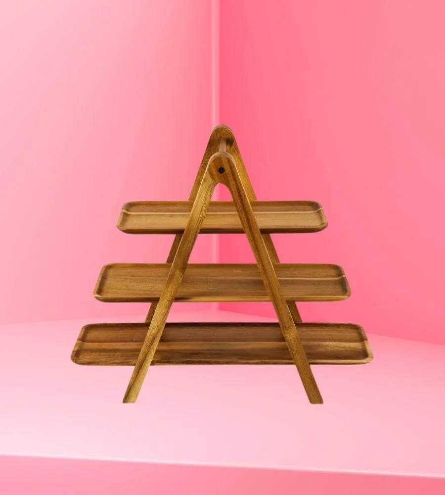 Wooden Tiered Platter | 3-Tier Mango Wood Serving Stand - Home & Kitchen by Razvi Exports