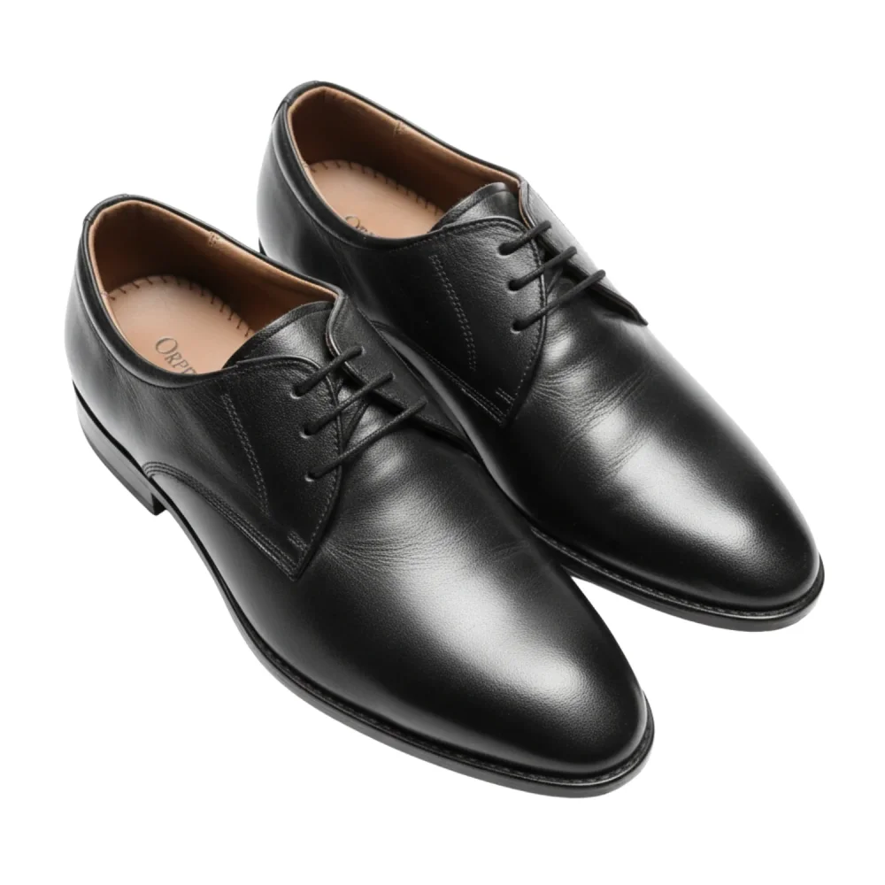 ORPERS Black Plain-Toe Open-Lace Leather Derby Shoes Size 6 - Footwear, Bags & Leather Goods by Axus Align