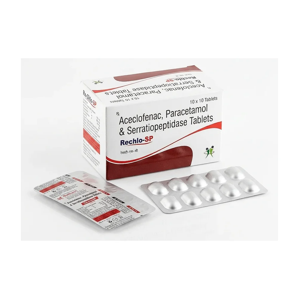 RECHLO Aceclofenac Paracetamol Serratiopeptidase Tablet Blister Pack - Healthcare & Medical by Healthserch Pharma LLP