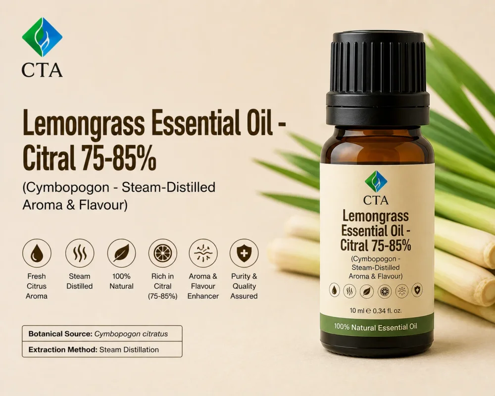 Lemongrass Essential Oil - Citral 75-85% (Cymbopogon - Steam-distilled Aroma & Flavour) - Chemicals & Raw Materials by Central Trade Agency Pvt. Ltd.