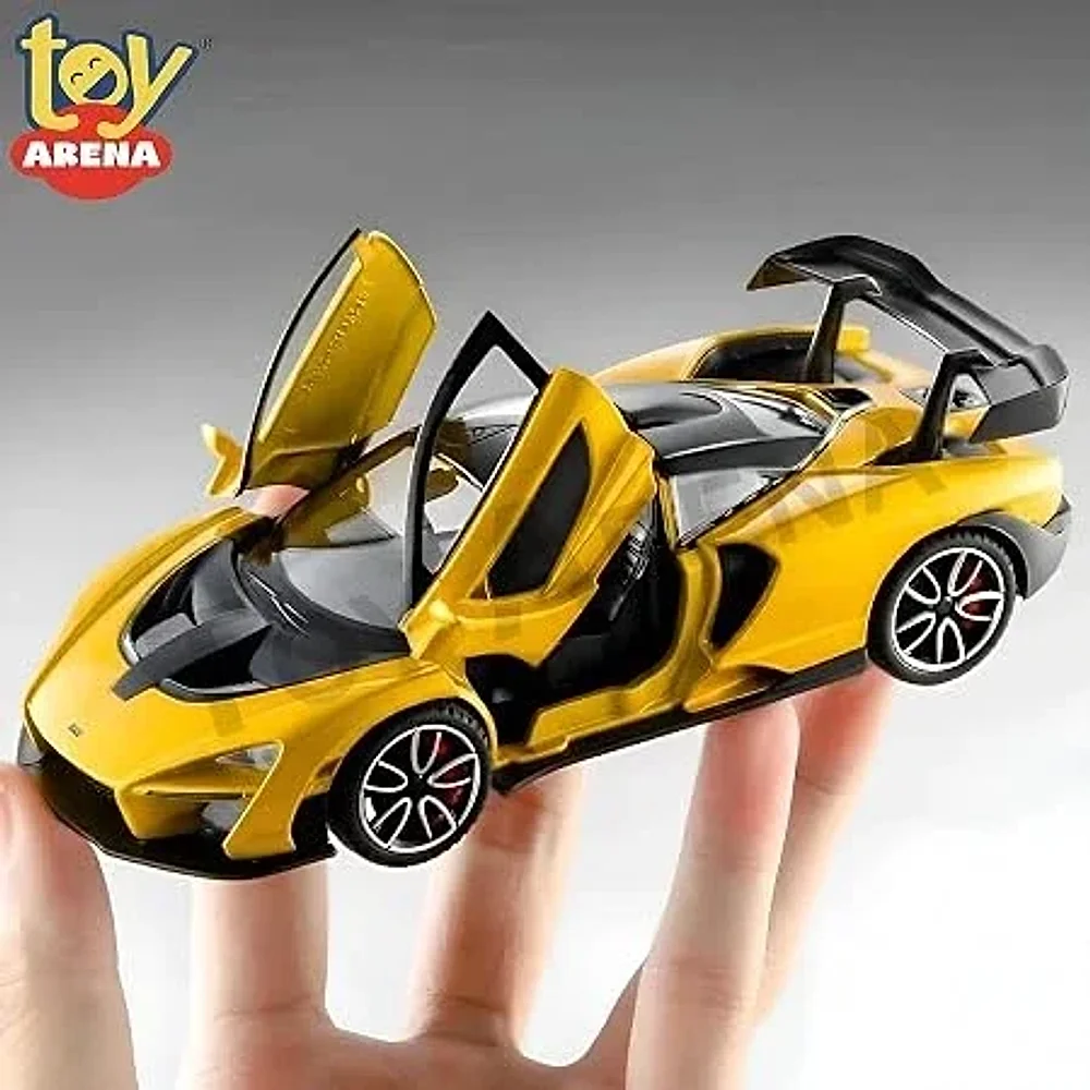 Toy Arena Dodge Challenger Srt Diecast Toy Car Black With Stripes (Mc Yellow) - Sports, Toys & Games by Unique Enterprises