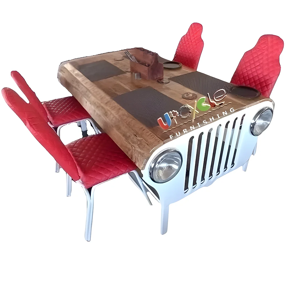 Automotive Theme 4-Seater Pallet Table Set - Furniture & Interiors by Upcycle Furnishing India
