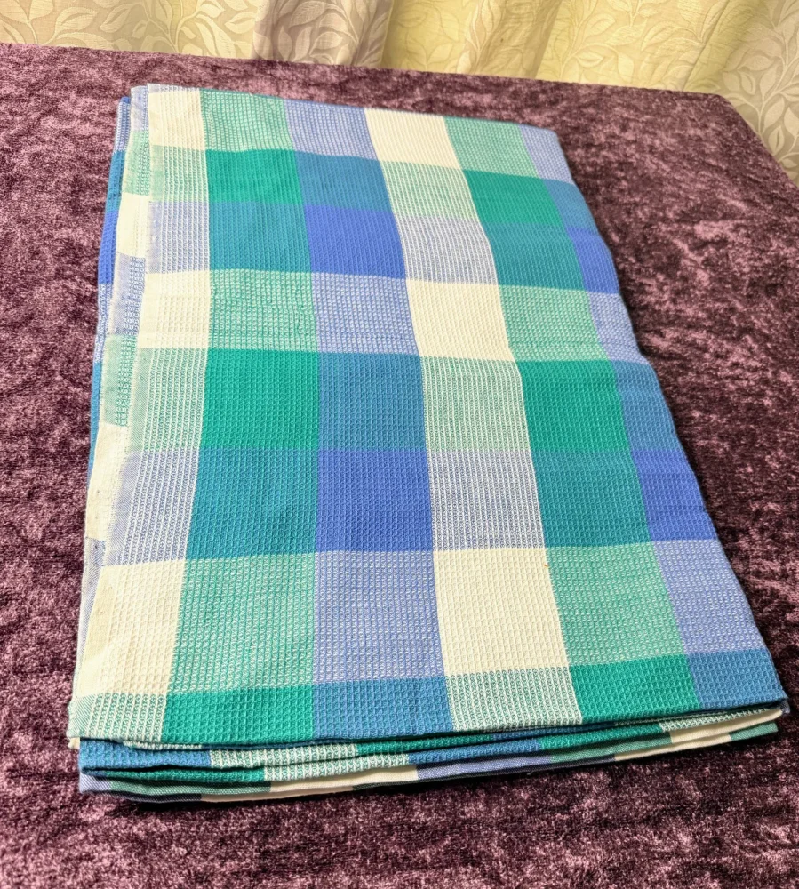 Green Cotton Checked Bedsheet - Textiles & Apparel by Ains Overseas