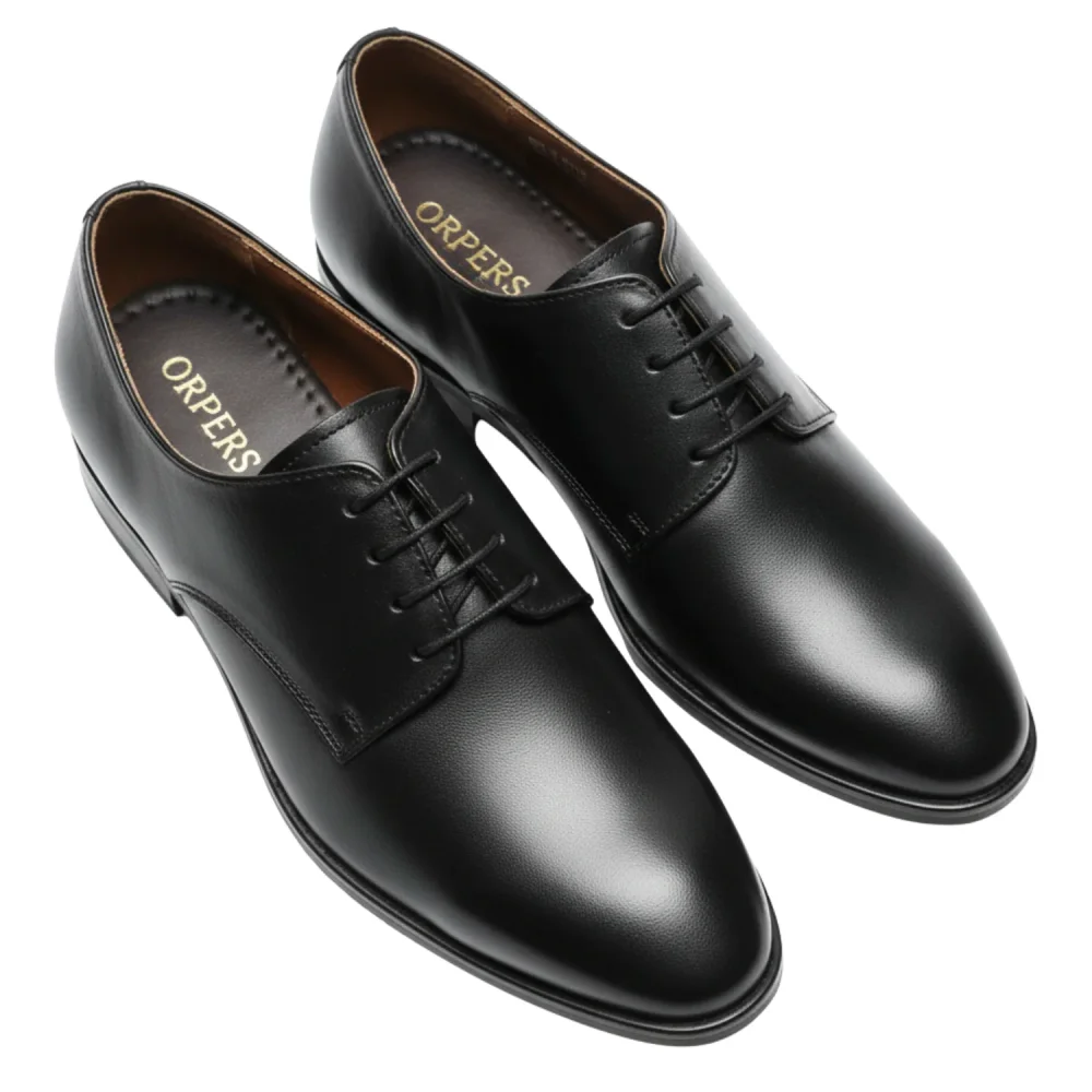 ORPERS Men's Black Leather Plain-Toe Oxford Shoes Size 9 - Footwear, Bags & Leather Goods by Axus Align