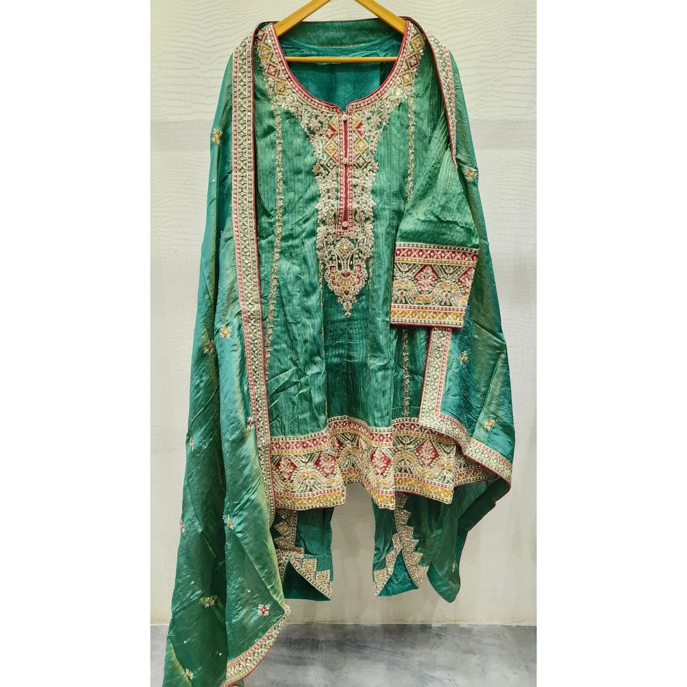 Chanderi Embroidered Pant Style Suit - Textiles & Apparel by Ayzel Pvt. Ltd.