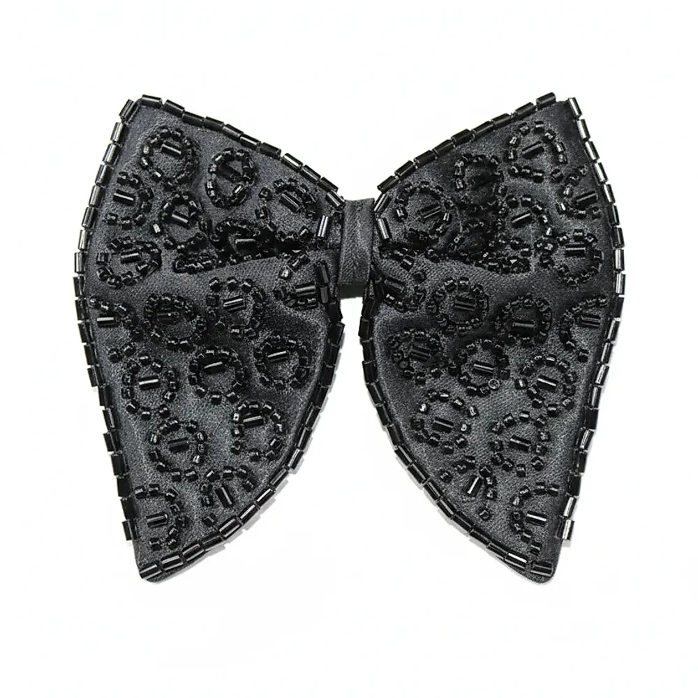 Black Beaded Patterned Bow Tie - Textiles & Apparel by G M Apparels