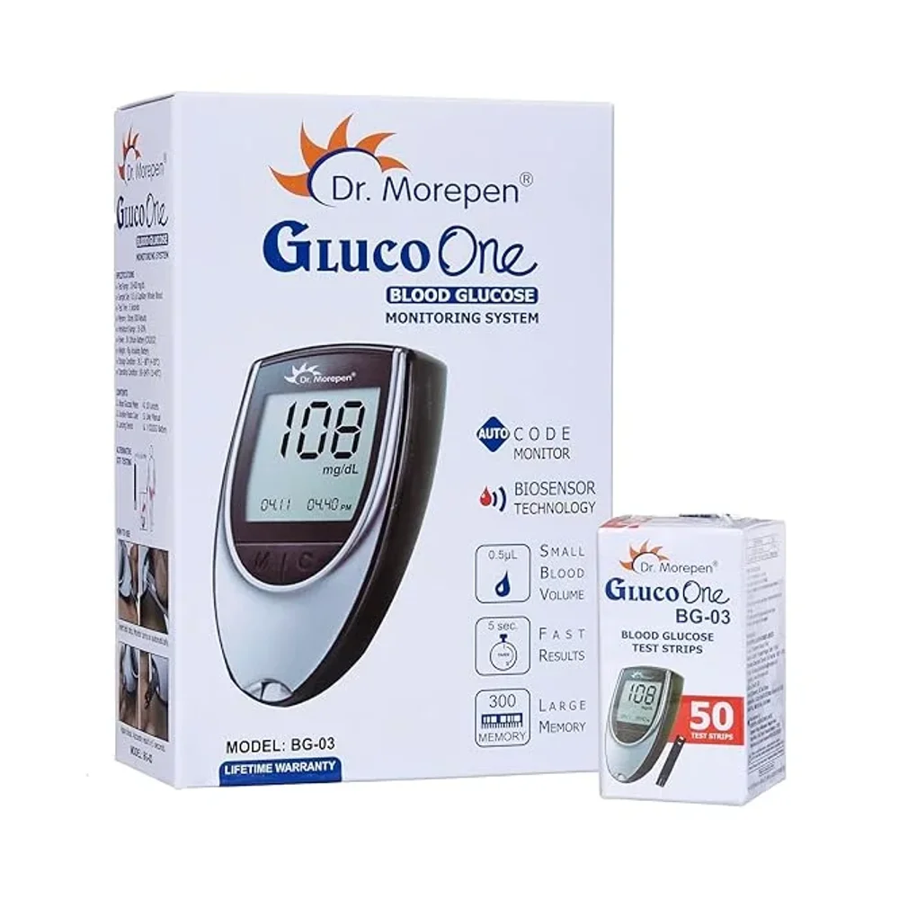 Dr. Morepen GlucoOne Blood Glucose Monitor Kit with 50 Strips - Healthcare & Medical by Accurate Surgicals