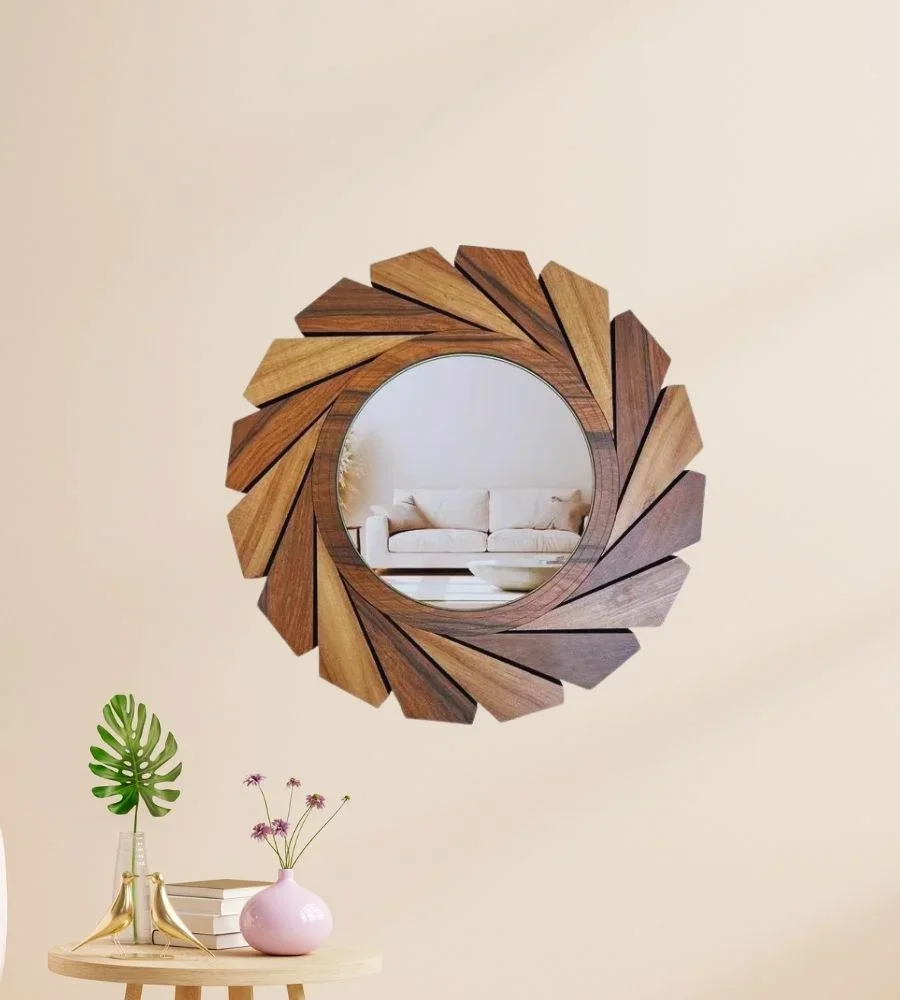 Acacia Wood Wall Mirror with Custom Colors - Furniture & Interiors by Razvi Exports