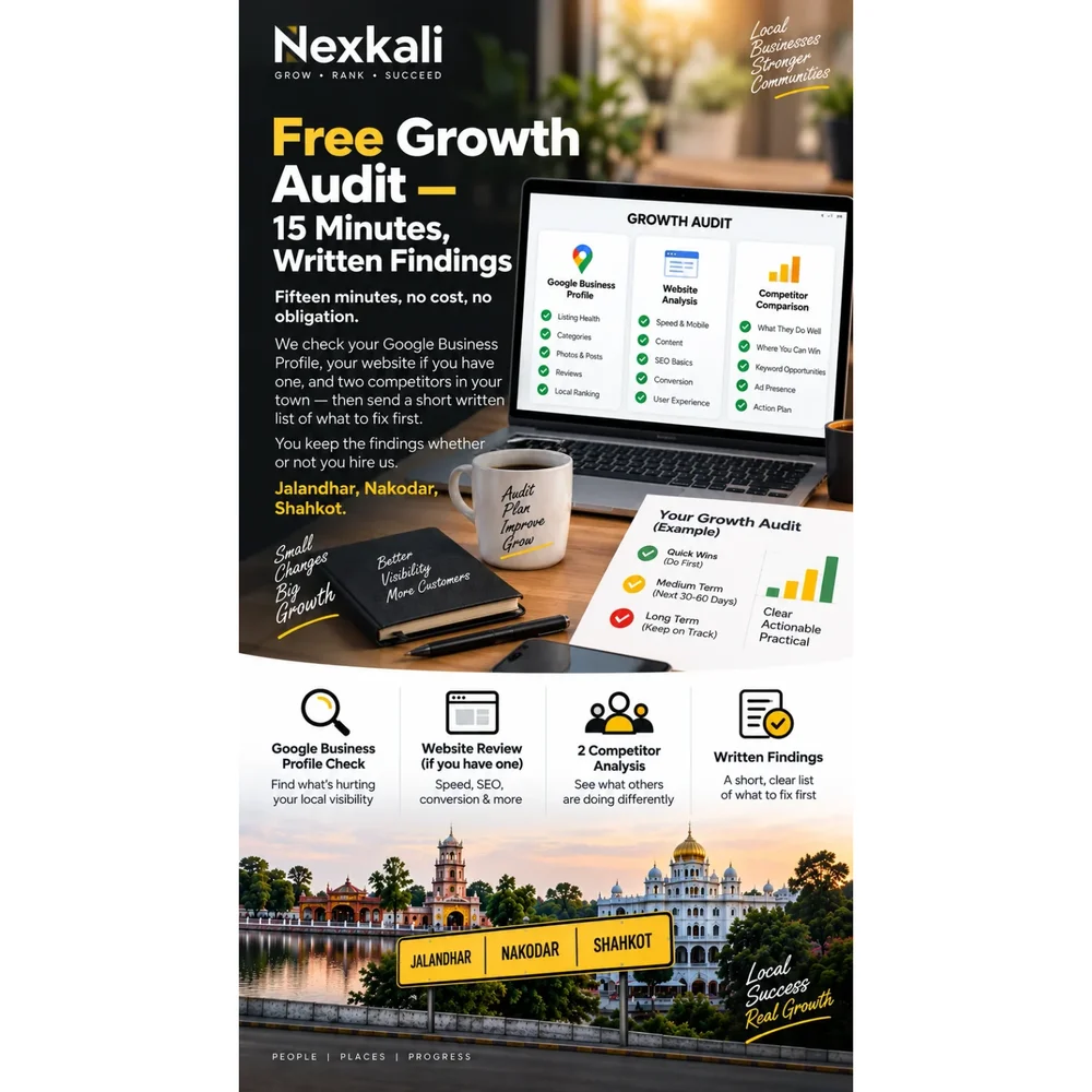 15-Minute Growth Audit with Written Findings - Business & Professional Services by Nexkali