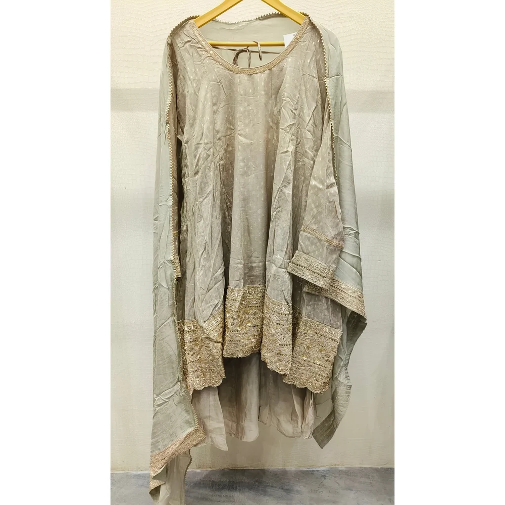 Embroidered Chiffon Kameez with Satin Palazzo and Dupatta - Textiles & Apparel by Ayzel Pvt. Ltd.