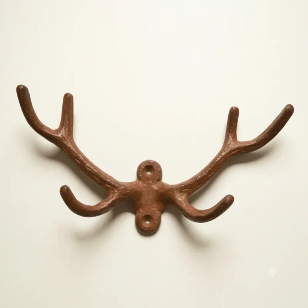 Rustic Cast Iron Antler Wall Hook - Home & Kitchen by The Hardware Hut