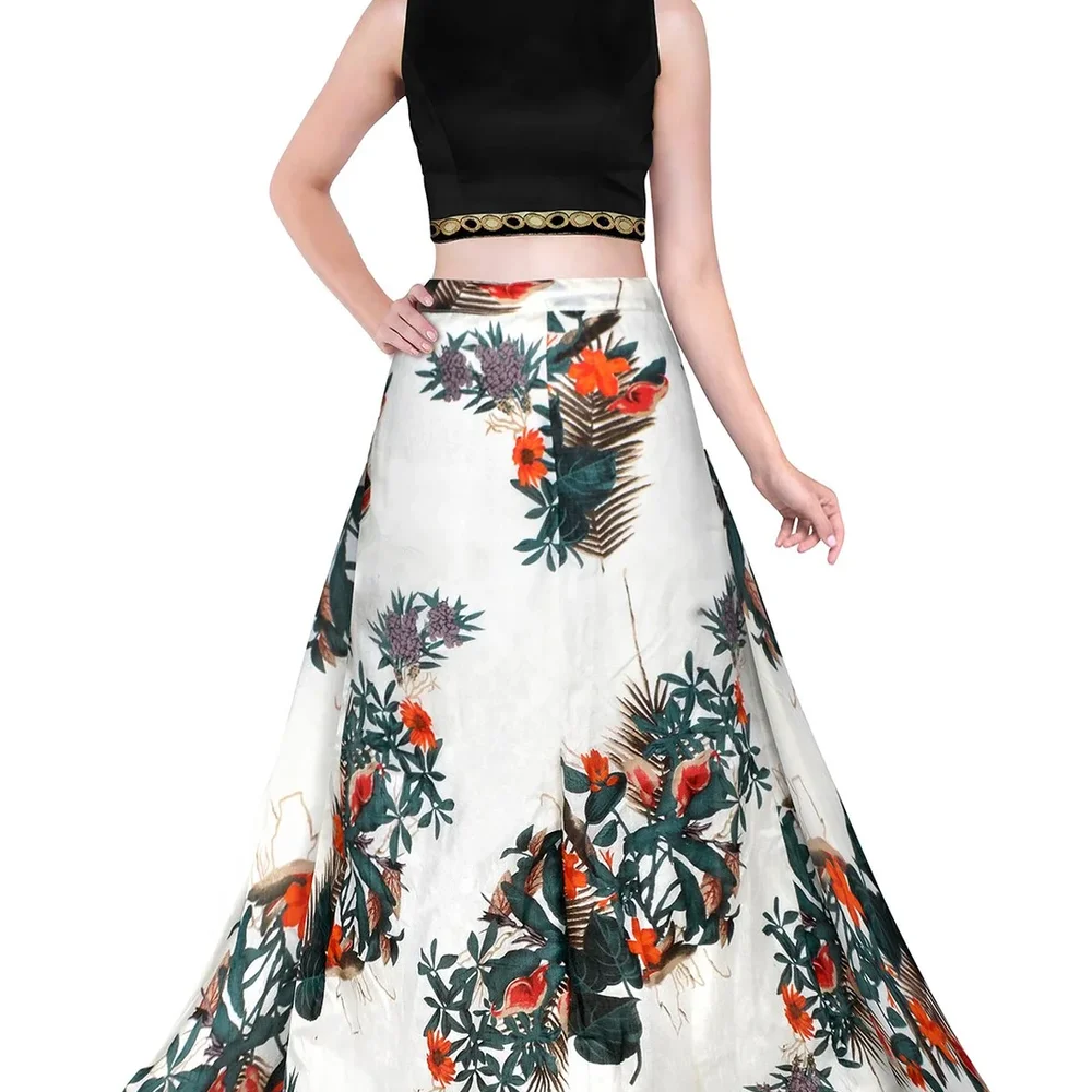 Cream Semi Stitched Fox Lehenga - Textiles & Apparel by Cara Exim