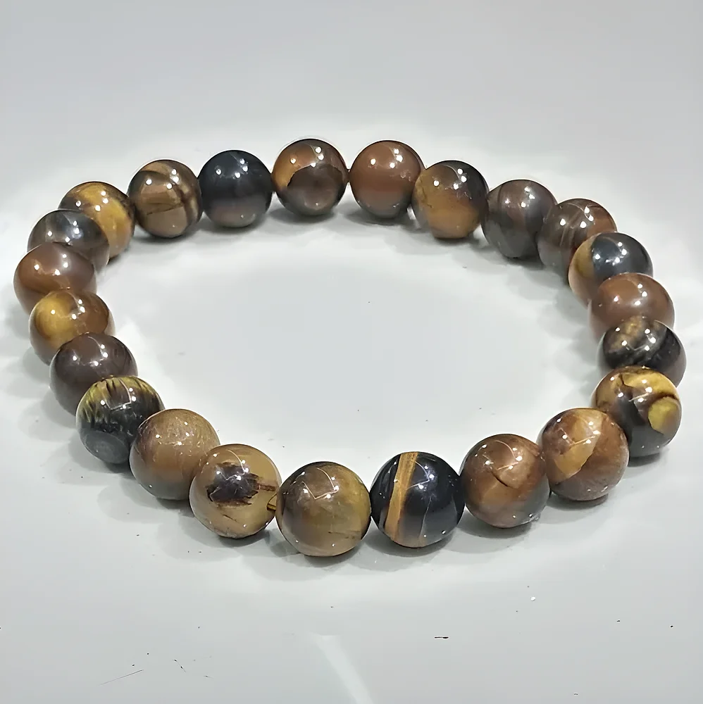 Natural Tiger Eye Stone Round Bead Bracelet - Gems & Jewelry by Sarah Agate