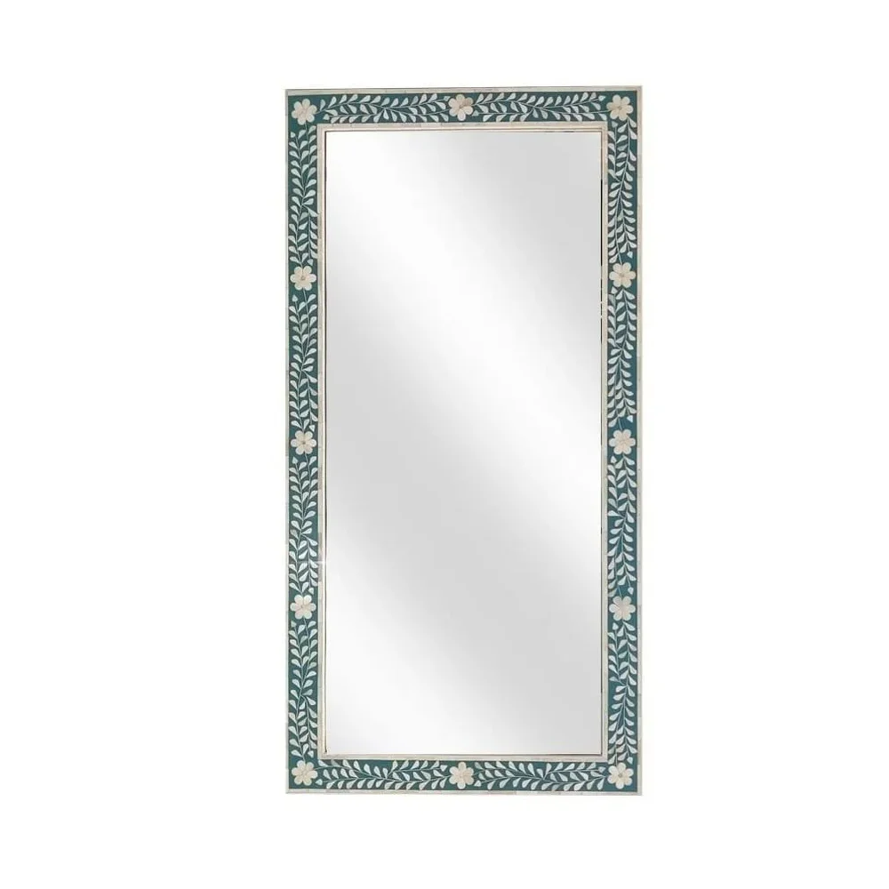 Bone Inlay Floral Floor Mirror - Furniture & Interiors by Razvi Exports